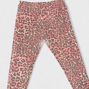 Hot Kiss Coral Gray Leopard Print Leggings - Size L